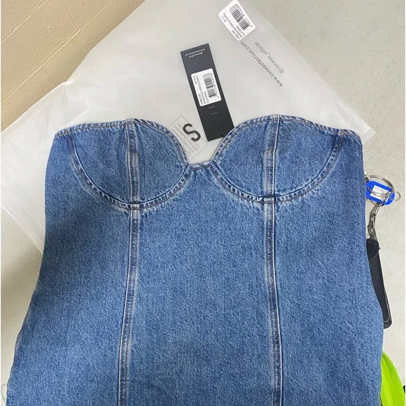 Lioness Strapless Denim Midi Dress in Blue - Picture 14 of 14